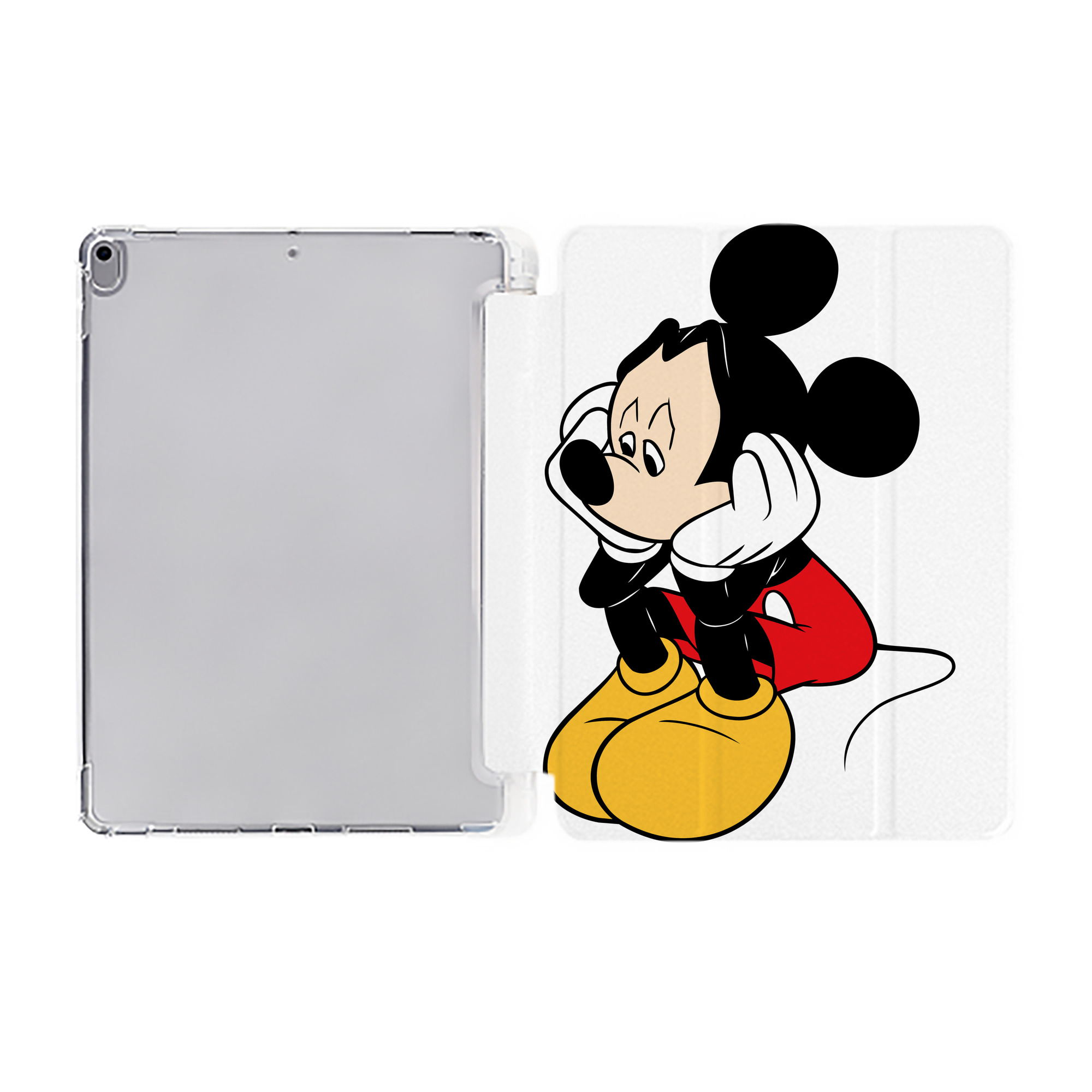 （画像用） ミッキーマウス Mickey Mouse IPad ケース ペン収納付き 三つ折りスタンド PUレザー×シリコン 対応機種9.5/10.5/10.9インチ